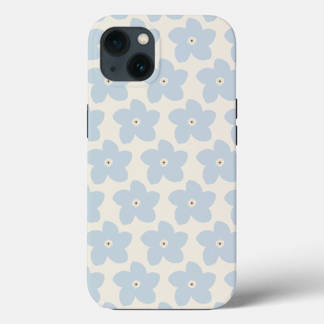 Coques Case-Mate iPhone Fleur Rétro Bleu Clair Et Crème (Verso)