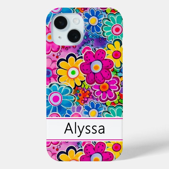 Coques Case-Mate iPhone Fleur Rétro Groovy Personnalisée (Verso)