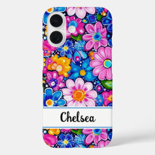 Coque Pour iPhone 16 Fleur Rétro Groovy Personnalisée