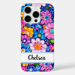 Coque iPhone 16 Pro Fleur Rétro Groovy Personnalisée