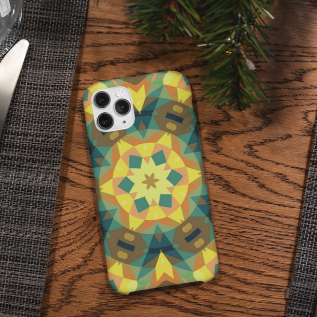 Coques Case-Mate iPhone Fleur rétro Mandala jaune vert et orange (Créateur téléchargé)