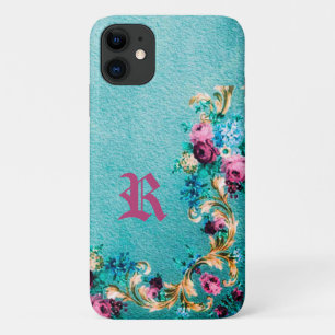 Case-Mate iPhone Case Fleur rose à fleurs victorienne élégante turquoise
