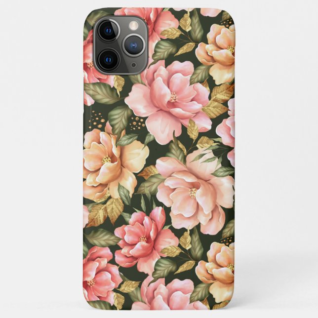 Coques Case-Mate iPhone Fleur rose et jaune. Motif romantique (Dos)