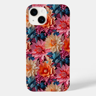 Coque Case-Mate iPhone Fleur rose orange et feuille