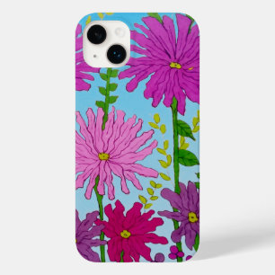 Coque Case-Mate iPhone Fleur rose vif Dessin bleu
