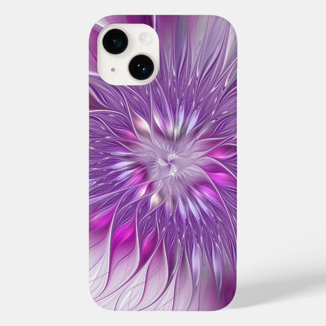 Coques Case-Mate iPhone Fleur Rose Violet Passion Abstrait Art Fractal (Verso)