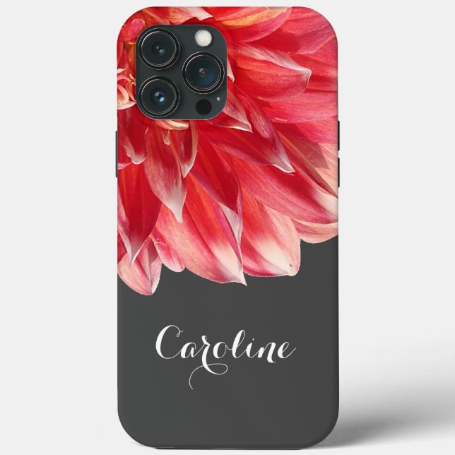 Coques Case-Mate iPhone Fleur Rouge Dahlia Coral Summery Élégante Personna (Verso)