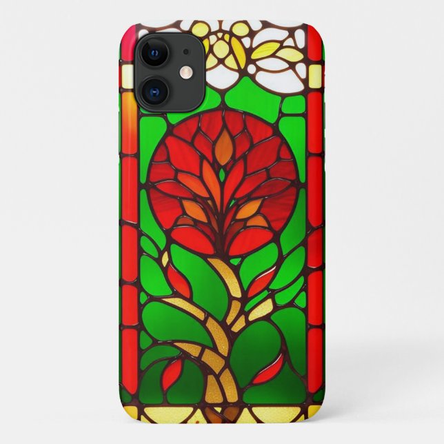 Coques Case-Mate iPhone Fleur Rouge Élégant Art Verre Cathédrale (Dos)