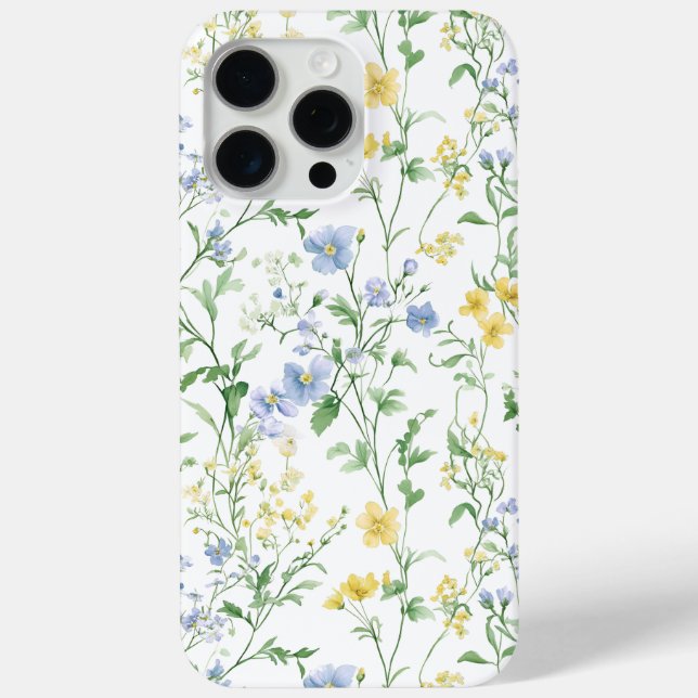 Coques Case-Mate iPhone Fleur sauvage aquarelle bleue (Verso)