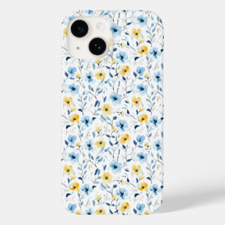 Coque Case-Mate iPhone Fleur sauvage aquarelle bleue jaune