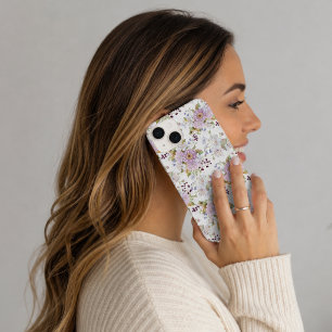 Coque Case-Mate iPhone Fleur sauvage aquarelle rose blanc violet