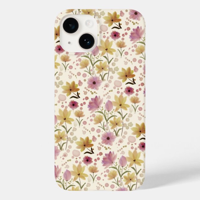 Coques Case-Mate iPhone Fleur sauvage aquarelle rose bohème  (Verso)