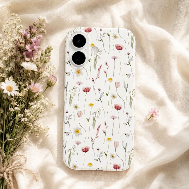 Coques Case-Mate iPhone Fleur sauvage aquarelle rose poussiéreux (Créateur téléchargé)