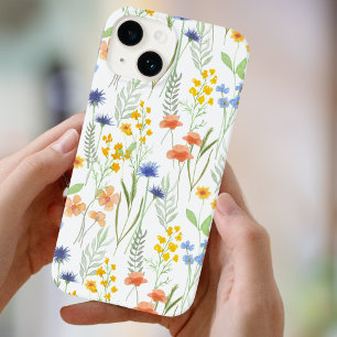 Coque Case-Mate iPhone Fleur sauvage aquarelle vert orange 