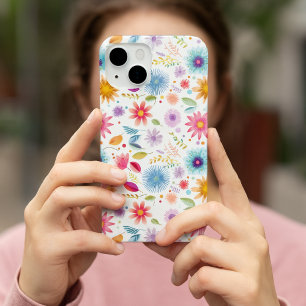 Coque Case-Mate iPhone Fleur sauvage boho bleu violet rose