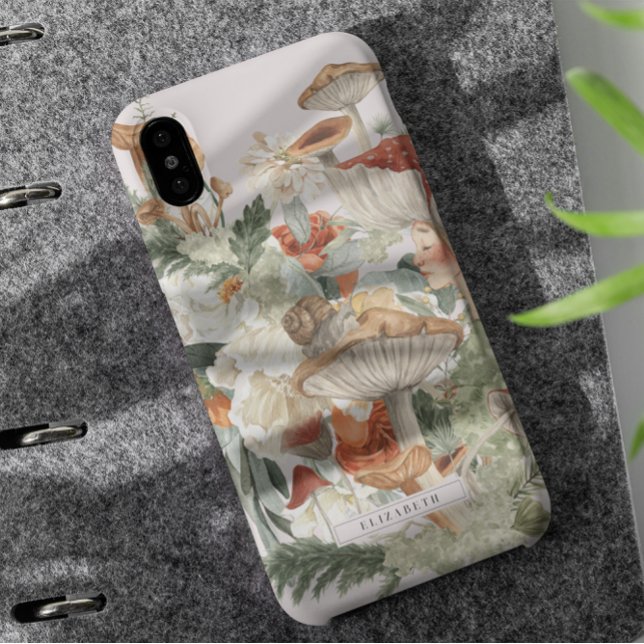 Coques Case-Mate iPhone Fleur Sauvage Champignon | Monogramme de la Forêt  (Créateur téléchargé)