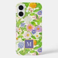 Fleur sauvage coloré motif floral Monogramme