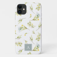 Fleur sauvage d'été Aquarelle Motif Monogramme