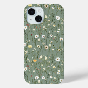 Coque Case-Mate iPhone Fleur sauvage Dusty Sage Floral Vert