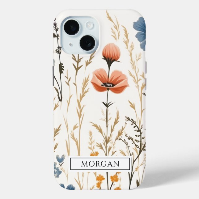 Coques Case-Mate iPhone Fleur sauvage floral Boho personnalisé Sage Green (Verso)