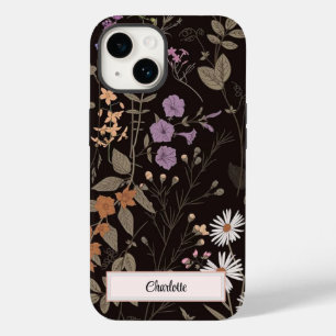 Coque Case-Mate iPhone Fleur sauvage Floral Noir Personnalisé I téléphone