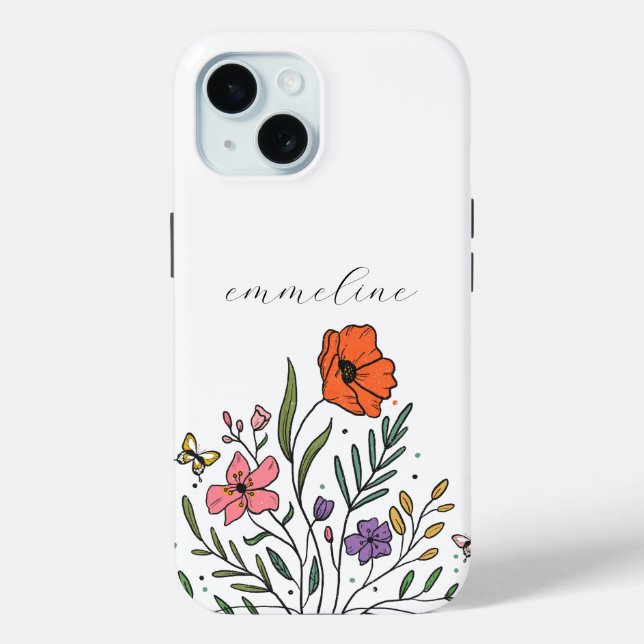 Coques Case-Mate iPhone Fleur sauvage floral personnalisé Whimsical (Verso)