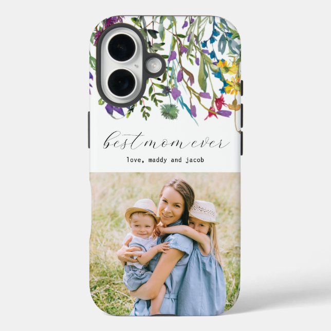 Coques Case-Mate iPhone Fleur sauvage Meilleure maman jamais photo (Verso)