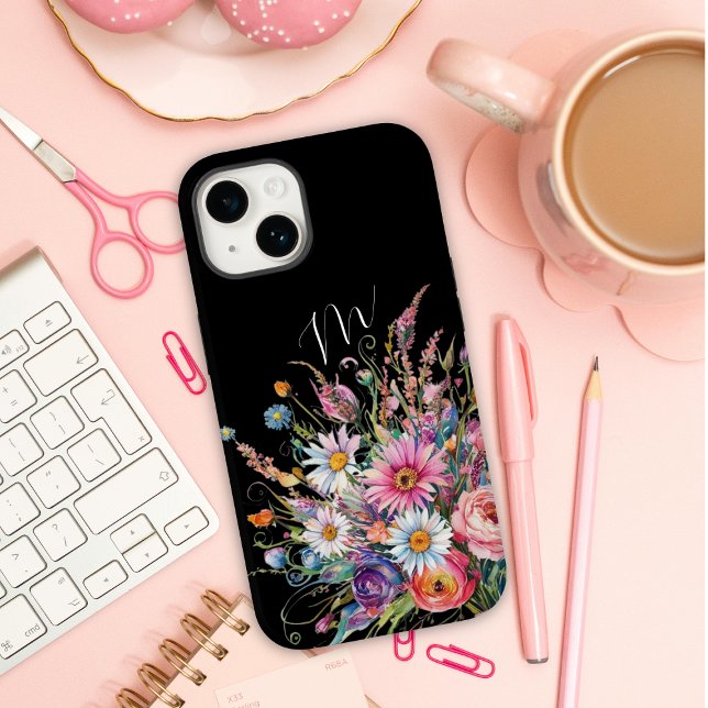 Coques Case-Mate iPhone Fleur sauvage noir mignon (Créateur téléchargé)