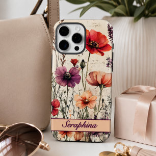 Coque iPhone 16 Pro Max Fleur sauvage personnalisée avec des coquelicots r