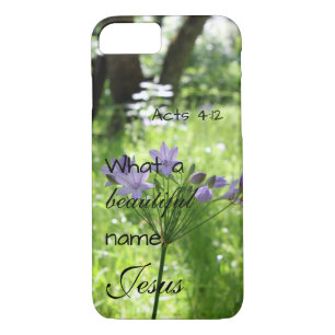 Coques Pour iPhone Fleur sauvage violet Bible Verse Téléphone Case