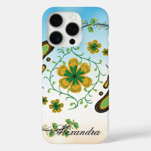 Coque iPhone 16 Pro Fleur Taiji - Art Floral vert et Jaune