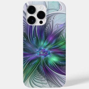 Coque Case-Mate iPhone Fleur vert violet Art Abstrait moderne Fractal