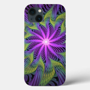 Case-Mate iPhone Case Fleur verte violette Art fractal abstrait moderne