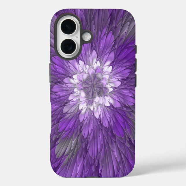 Coques Case-Mate iPhone Fleur violette abstraite et psychédélique Art frac (Verso)