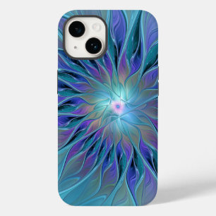 Coque Case-Mate iPhone Fleur Violette Bleue Rêve Abstrait Art Fractal