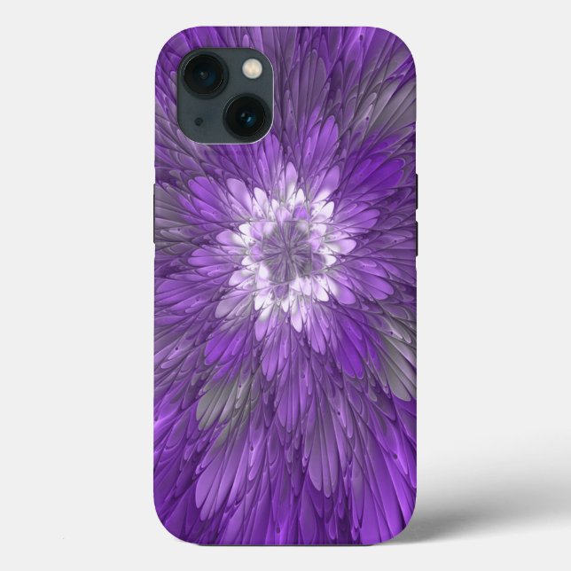 Coques Case-Mate iPhone Fleur Violette Psychedelique Art Fractal Abstrait (Verso)
