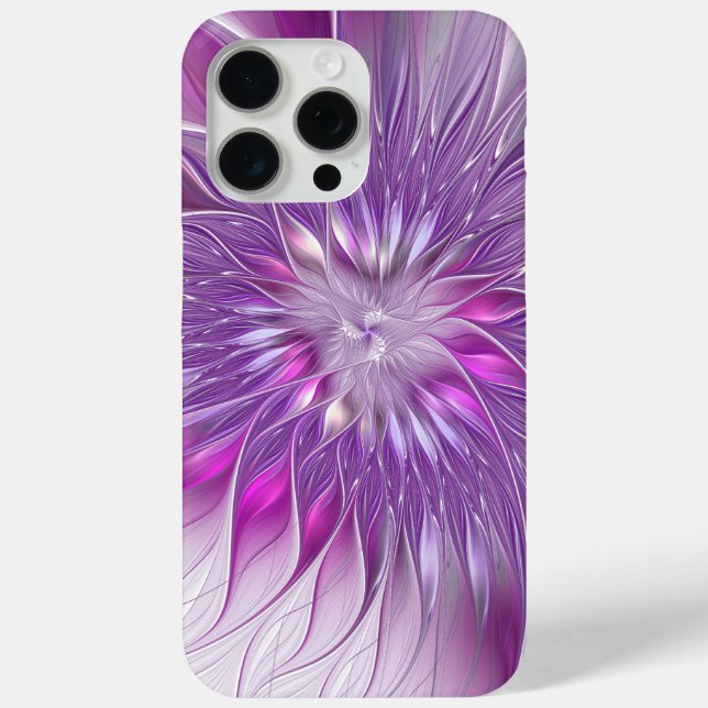 Coques Case-Mate iPhone Fleur violette rose Passion Abstrait Art fractal (Verso)