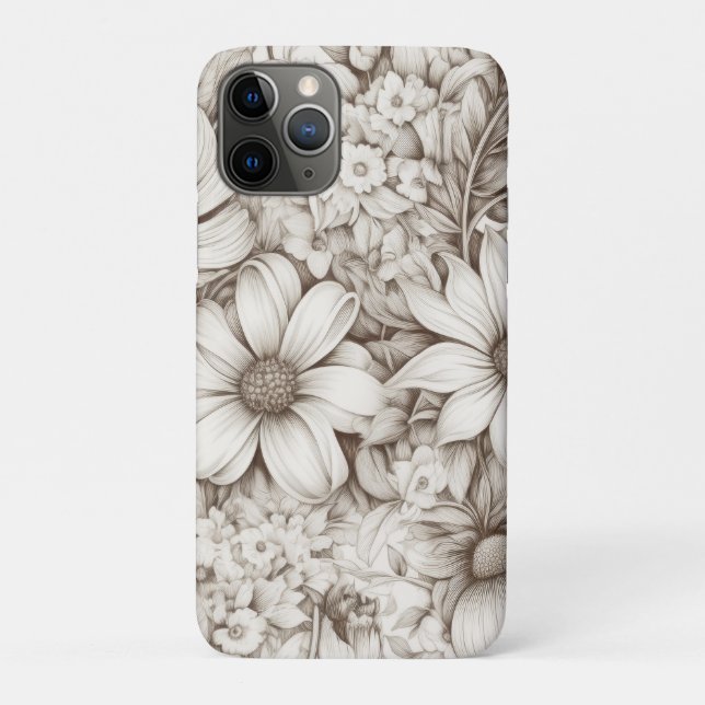 Coques Case-Mate iPhone Fleural Neutre Doux avec Botanique Classique (Dos)
