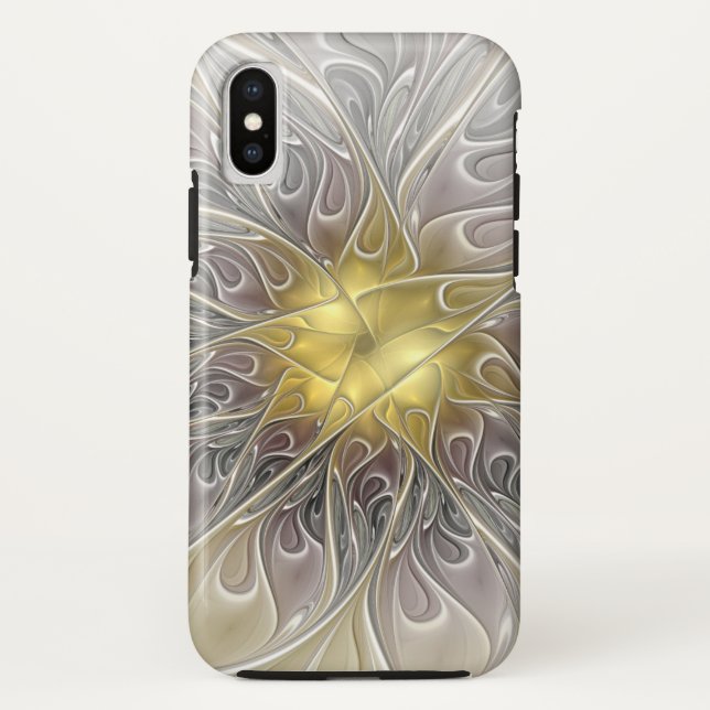 Coques Case-Mate iPhone Fleurir Avec Or Moderne Fleur Abstraite Fractale (Dos)