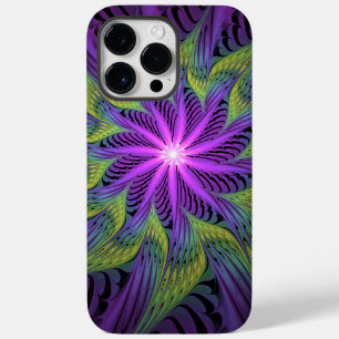 Coque Case-Mate iPhone Fleuron vert violet Art Abstrait fractal moderne