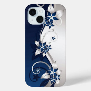 Coque Case-Mate iPhone Fleurs 3D bleu et blanc