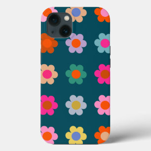 Case-Mate iPhone Case Fleurs Abstraites colorées Marine Bleu Retro Flora