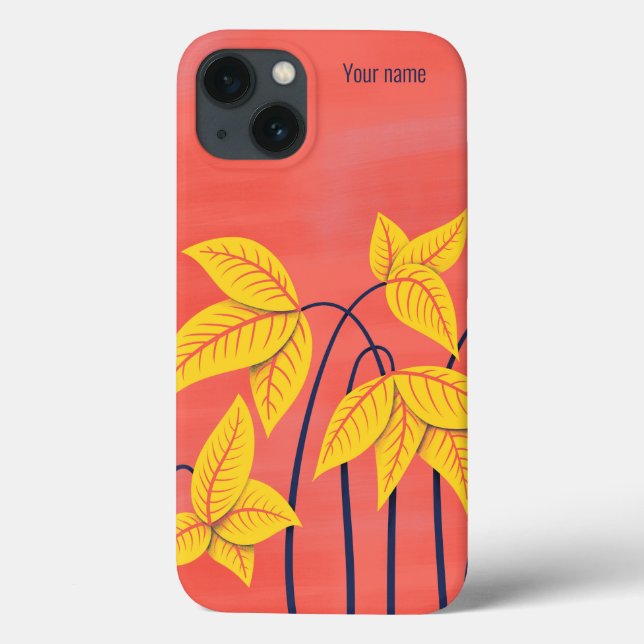 Coques Case-Mate iPhone Fleurs Abstraites Coral Floral Nom géométrique (Verso)