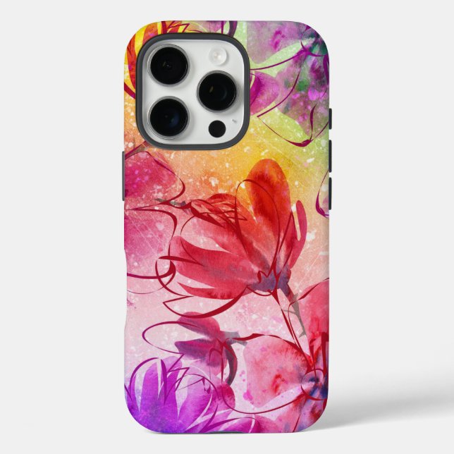 Coques Case-Mate iPhone Fleurs Abstraites et aquarelle chaude (Verso)