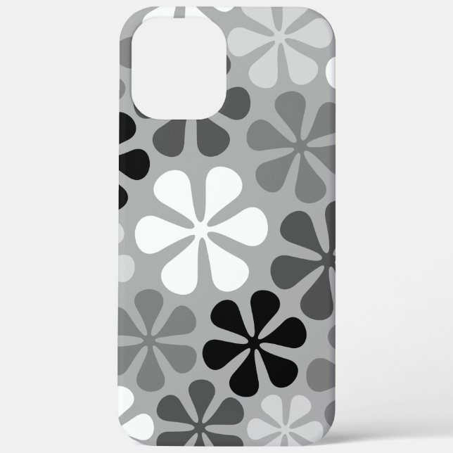 Coques Case-Mate iPhone Fleurs Abstraites Gris noir blanc (Verso)