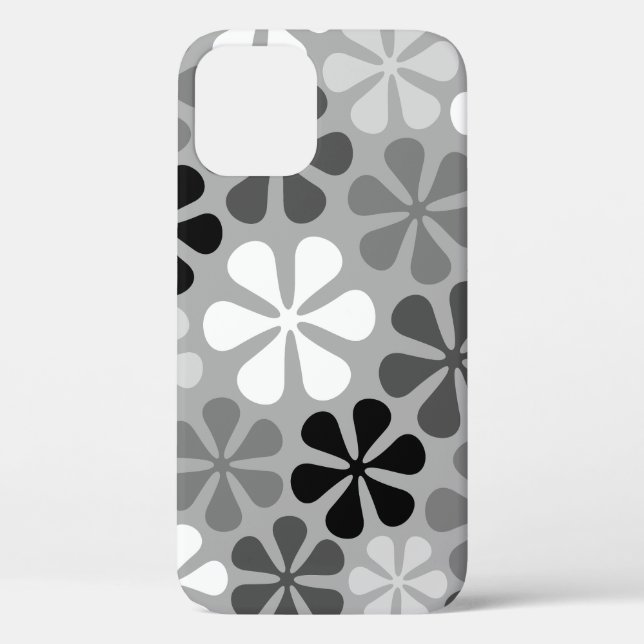 Coques Case-Mate iPhone Fleurs Abstraites Gris noir blanc (Verso)