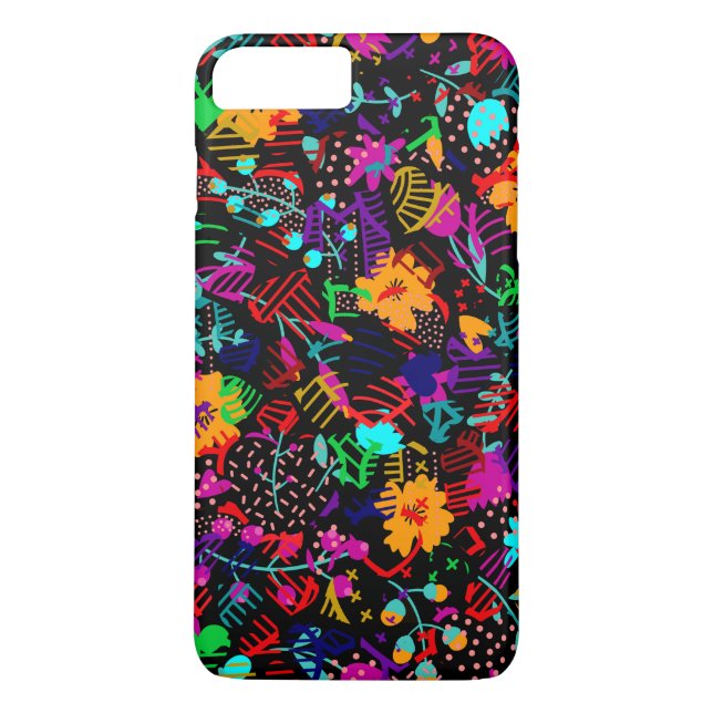 Coques Case-Mate iPhone Fleurs abstraites noires mignonnes (Dos)