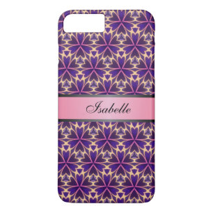 Coque iPhone 8 Plus/7 Plus Fleurs Abstraites rose Nom personnalisé v2