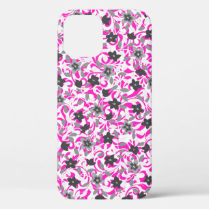 Case-Mate iPhone Case Fleurs abstraites rose pâle et gris blanc