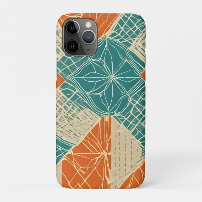 Coques Case-Mate iPhone Fleurs abstraites sarcelle, orange et chamois  (Dos)